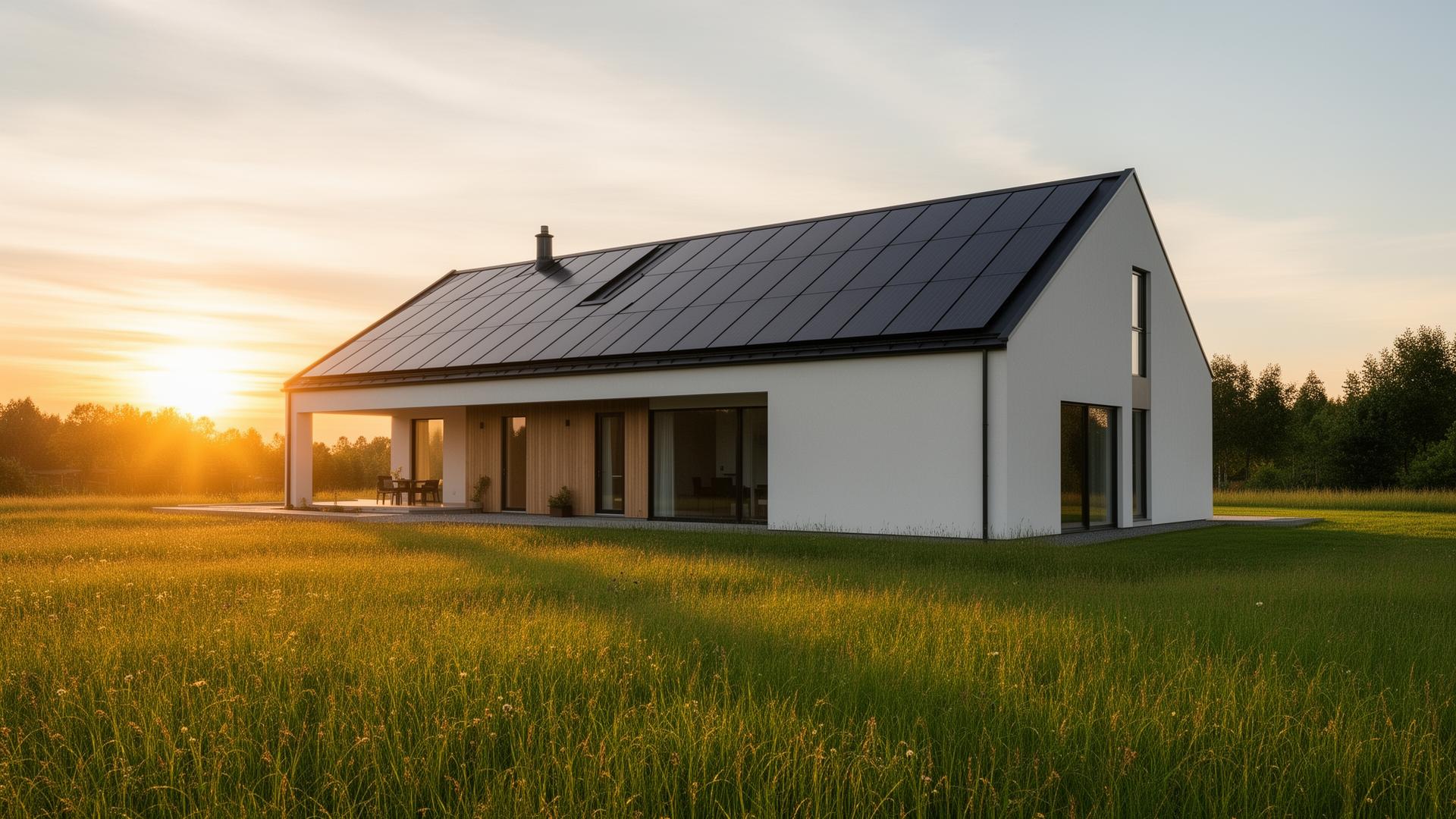 Modernt hus med solceller